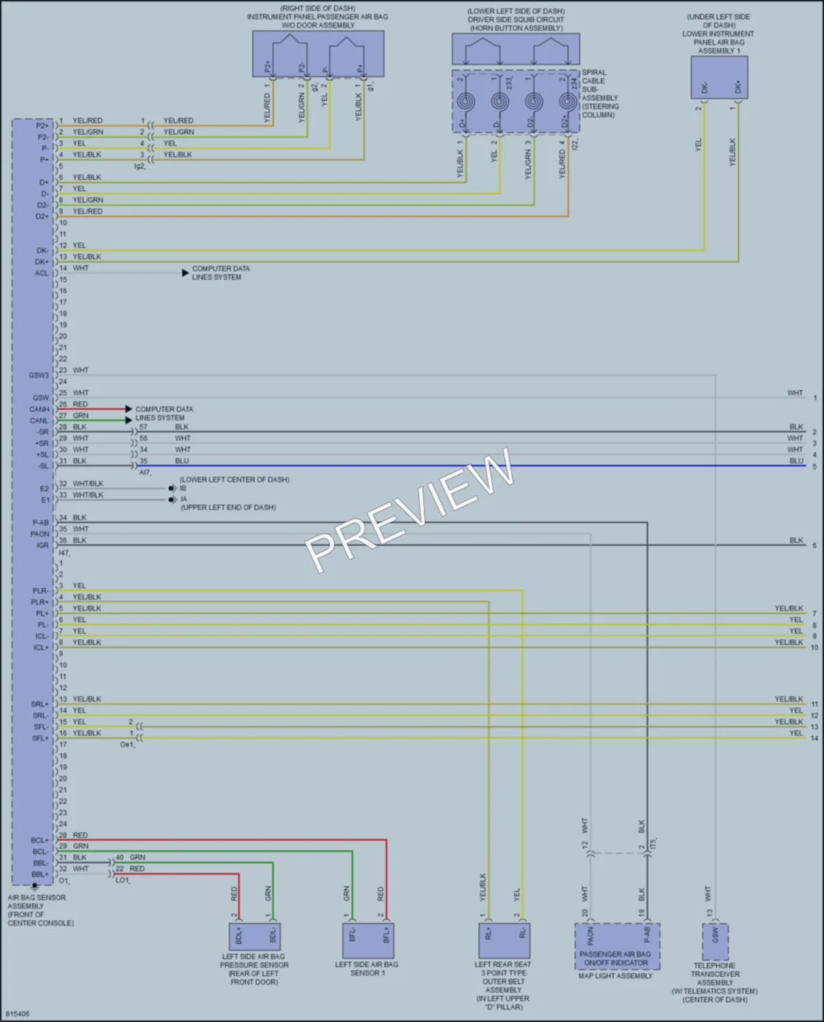 2023 Toyota CorollaCrossHybrid Supplemental Restraints wiring diagram preview