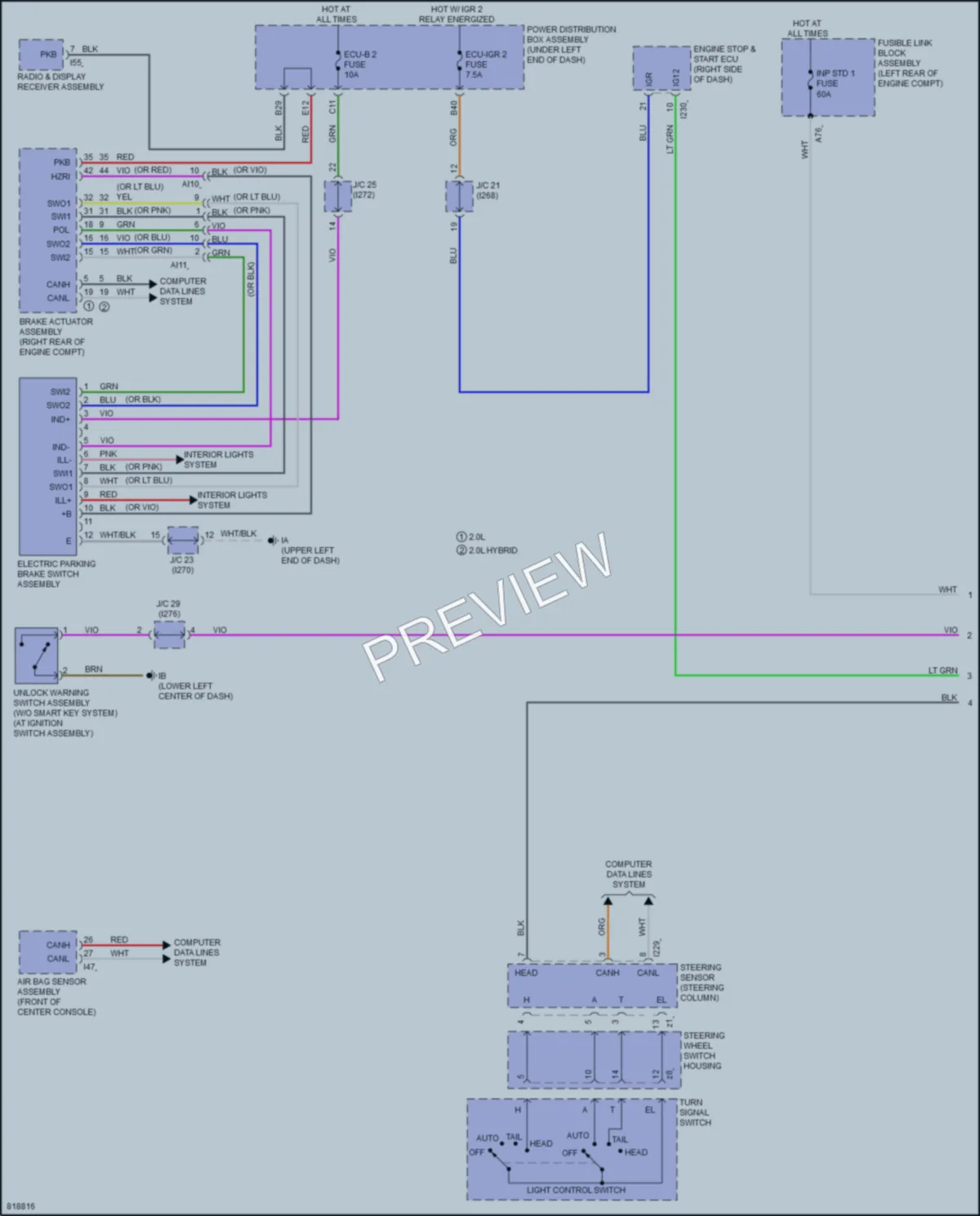 2023 Toyota CorollaCrossHybrid Warning Systems wiring diagram preview