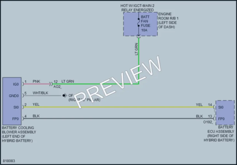 2023 Toyota CorollaHybrid Cooling Fan wiring diagram preview