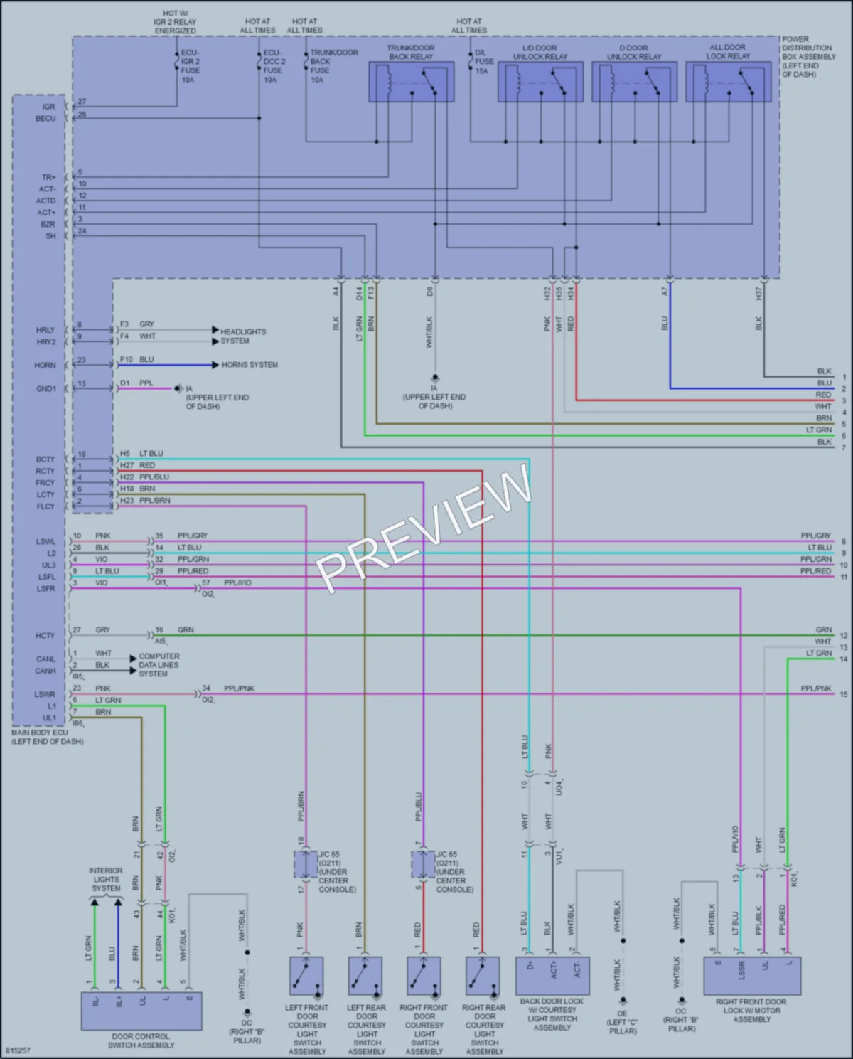 2023 Toyota CorollaHybrid Power Door Locks wiring diagram preview