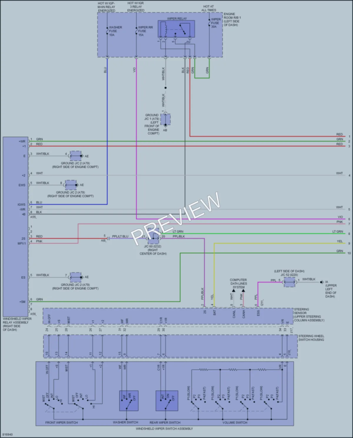 2023 Toyota CorollaHybrid Wiper Washer wiring diagram preview
