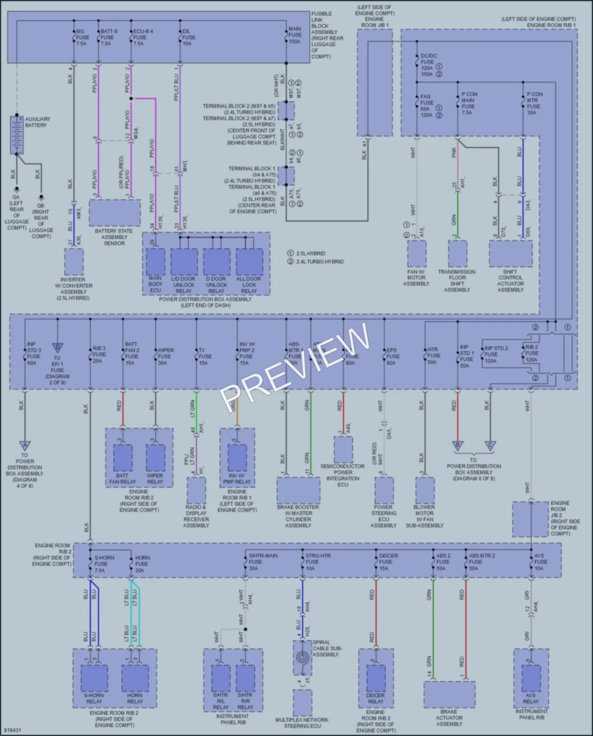 2023 Toyota CrownHybrid Power Distribution wiring diagram preview