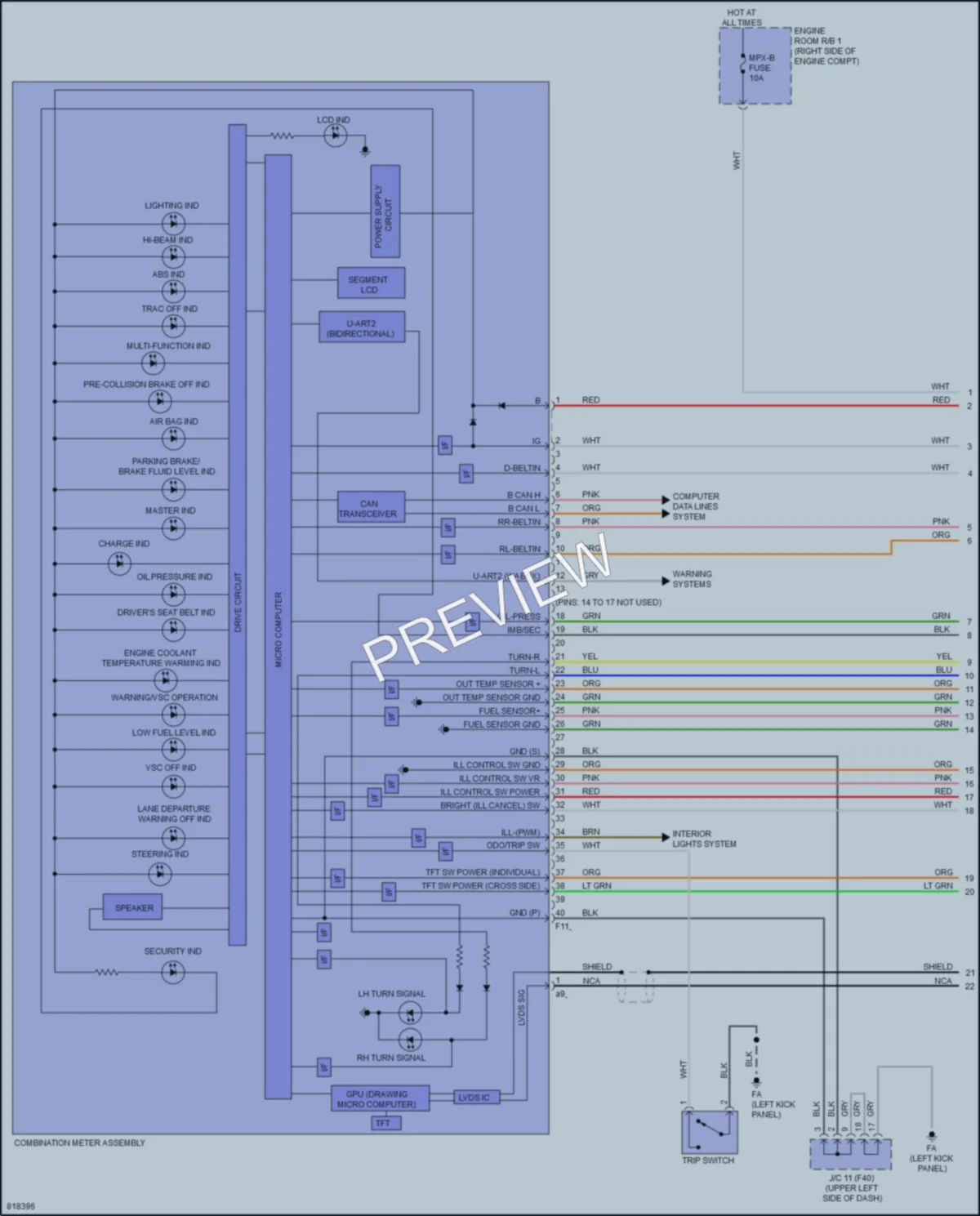 2023 Toyota GR86 Instrument Cluster wiring diagram preview