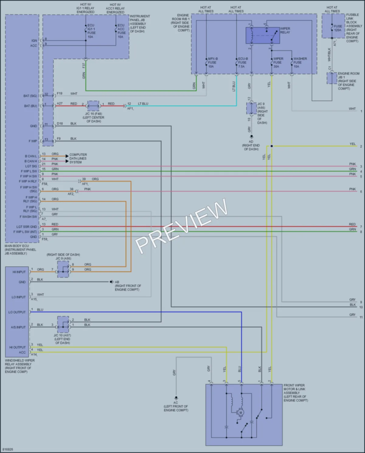 2023 Toyota GR86 Wiper Washer wiring diagram preview