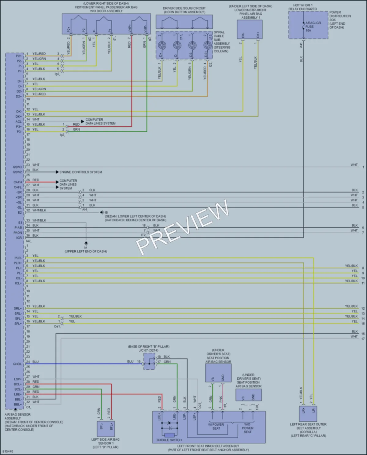 2023 Toyota GRCorolla Supplemental Restraints wiring diagram preview