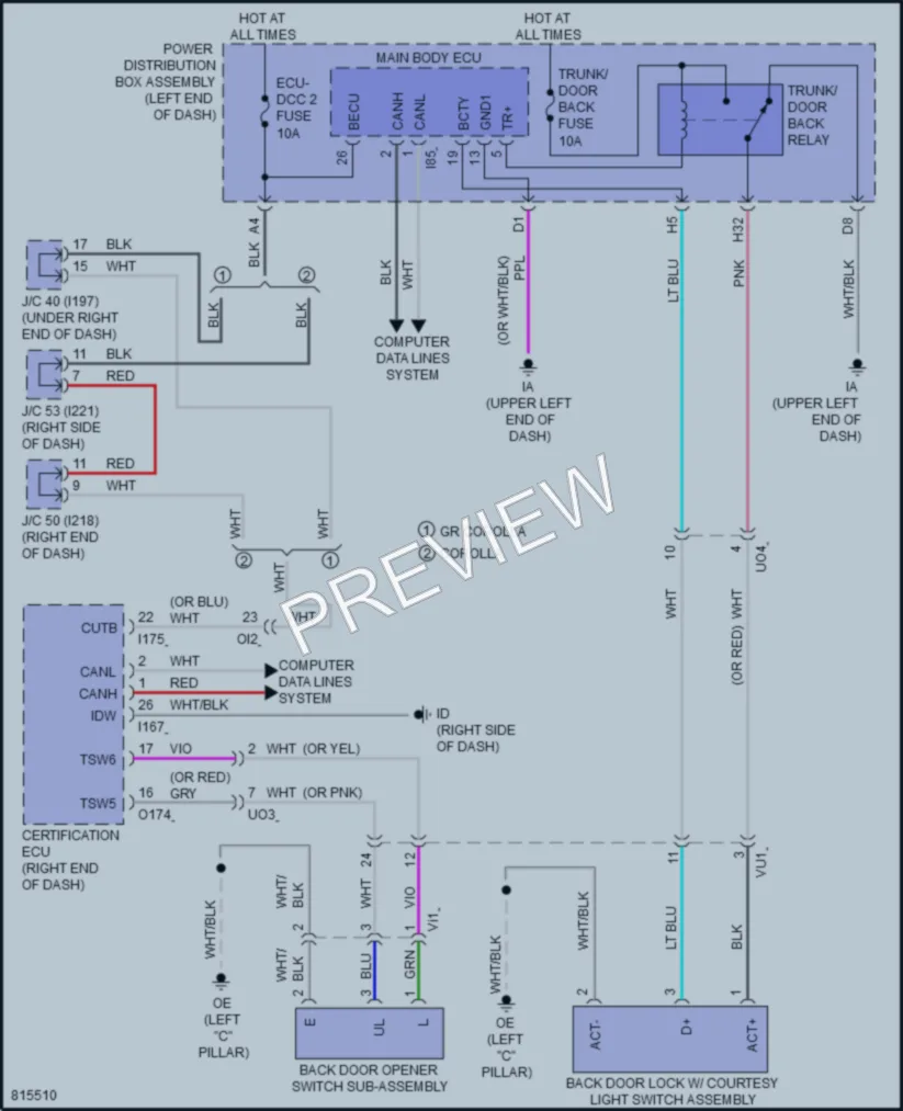 2023 Toyota GRCorolla Trunk Tailgate Fuel Door wiring diagram preview