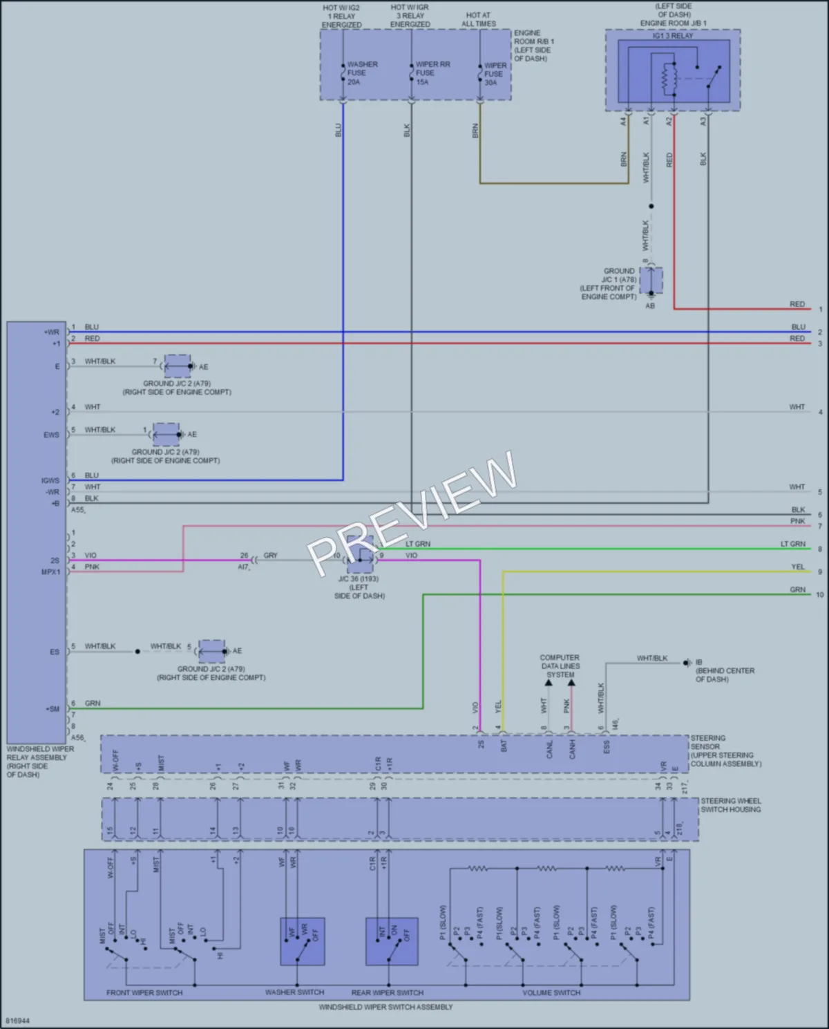 2023 Toyota GRCorolla Wiper Washer wiring diagram preview