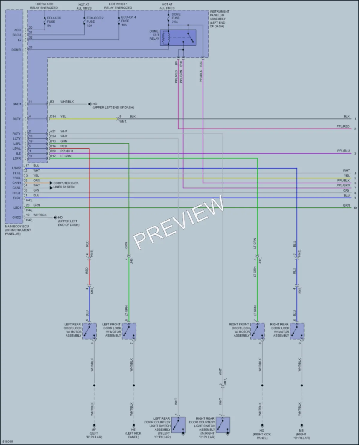 2023 Toyota Highlander Interior Lights wiring diagram preview