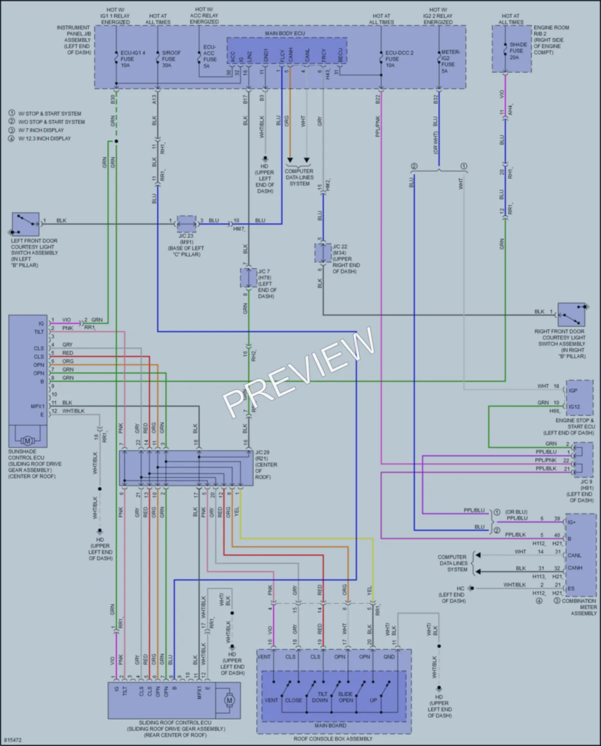 2023 Toyota Highlander Power Top Sunroof wiring diagram preview