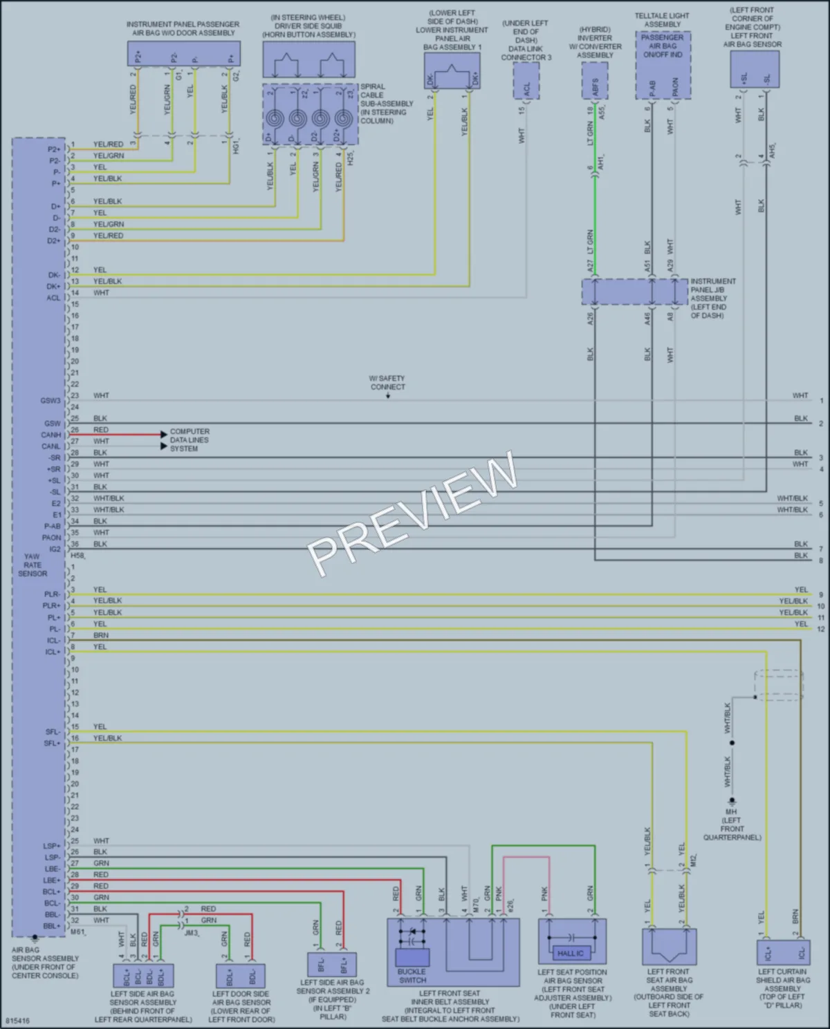 2023 Toyota Highlander Supplemental Restraints wiring diagram preview