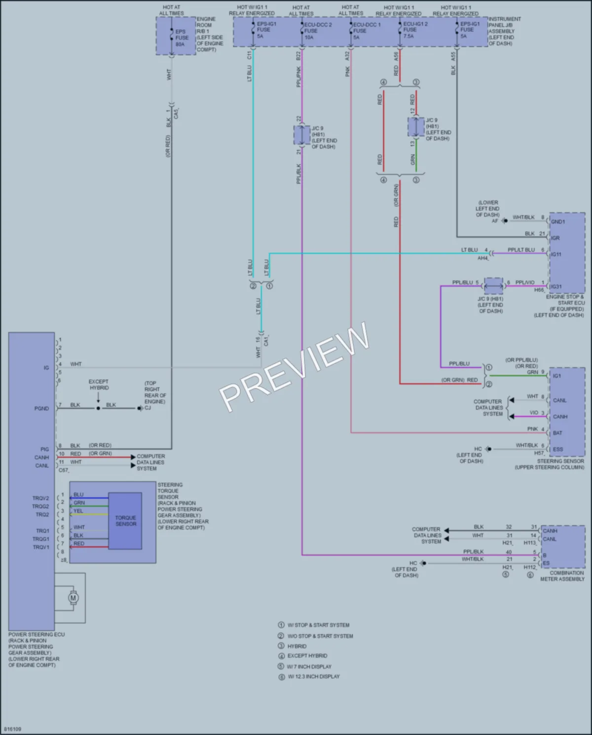 2023 Toyota HighlanderHybrid Electronic Power Steering wiring diagram preview