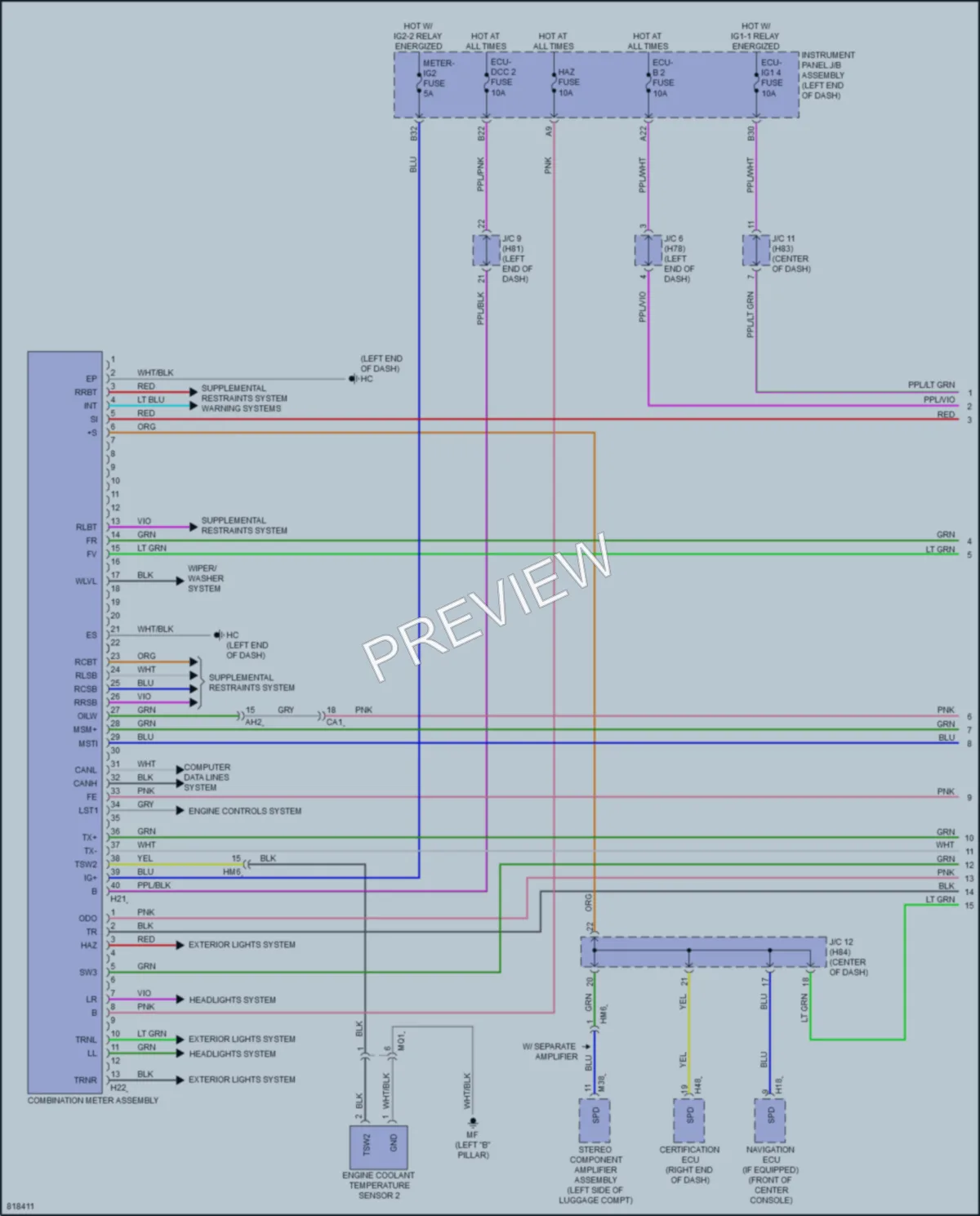 2023 Toyota HighlanderHybrid Instrument Cluster wiring diagram preview
