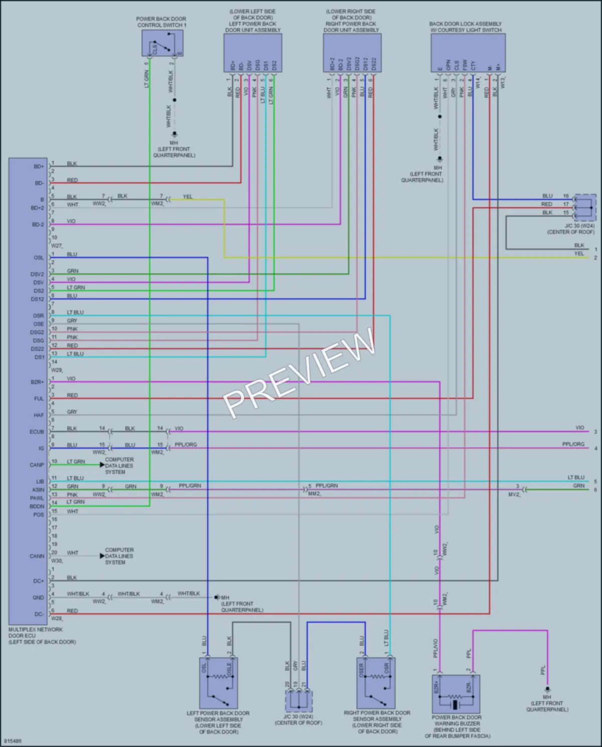 2023 Toyota HighlanderHybrid Trunk Tailgate Fuel Door wiring diagram preview