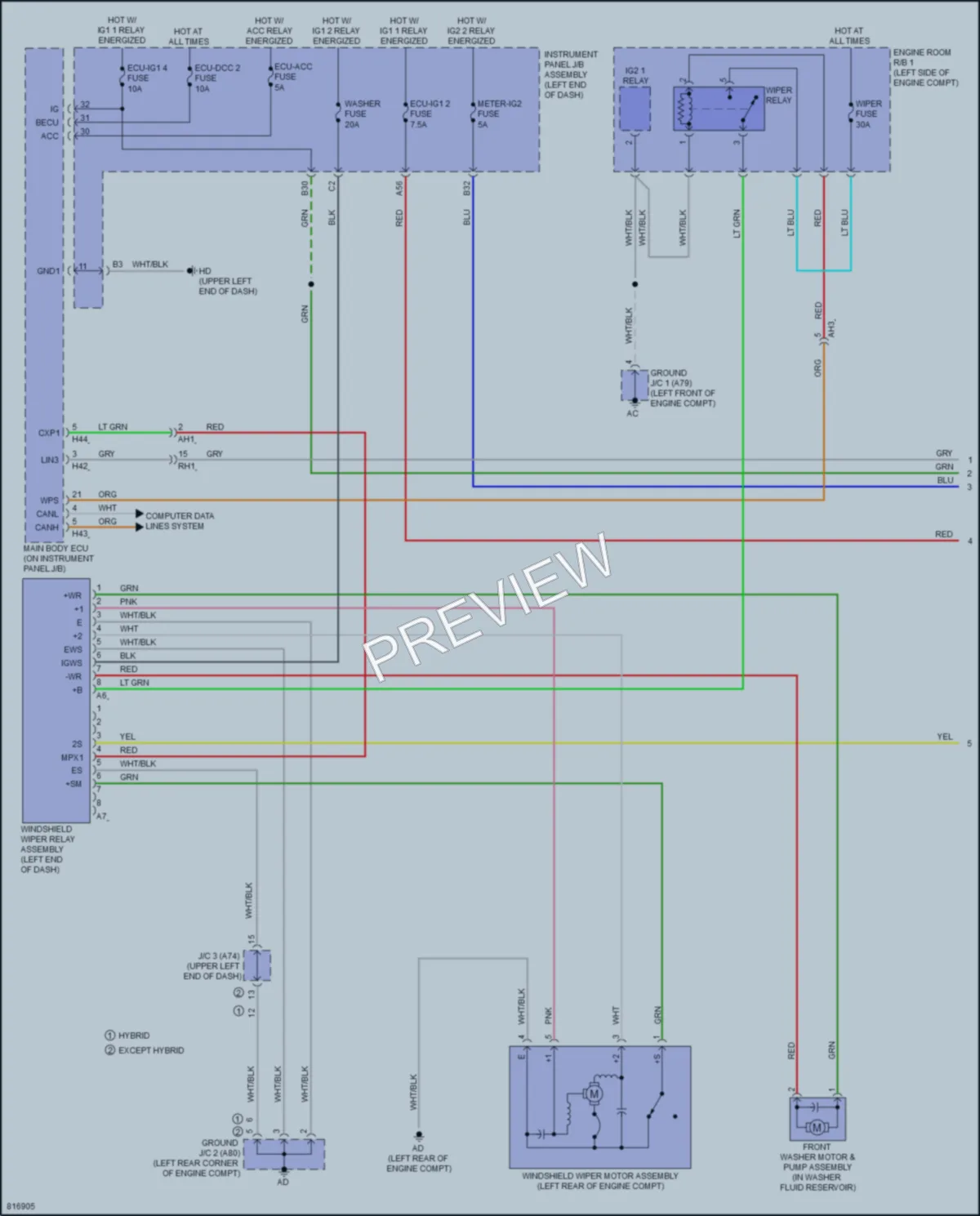 2023 Toyota HighlanderHybrid Wiper Washer wiring diagram preview