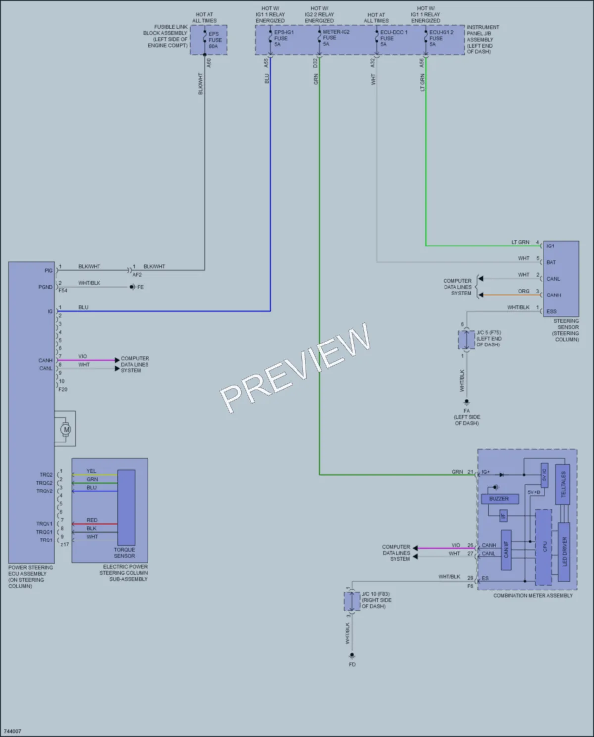 2023 Toyota Prius Electronic Power Steering wiring diagram preview