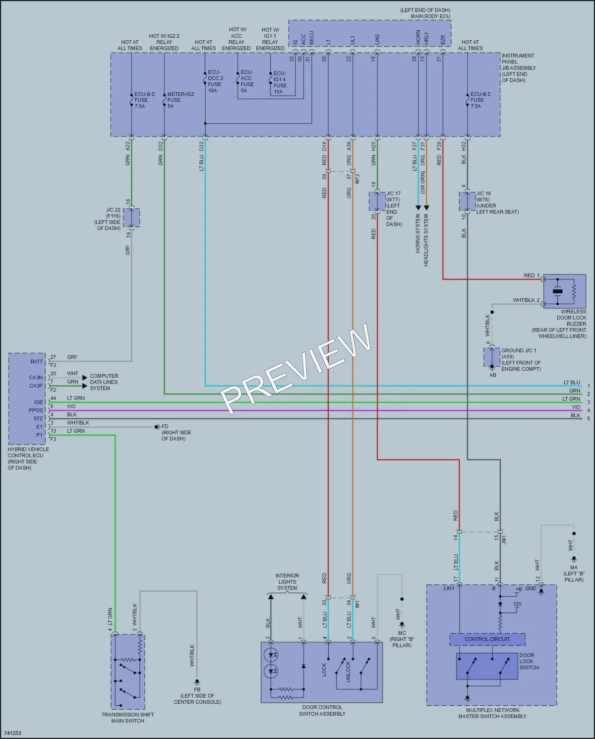2023 Toyota Prius Power Door Locks wiring diagram preview