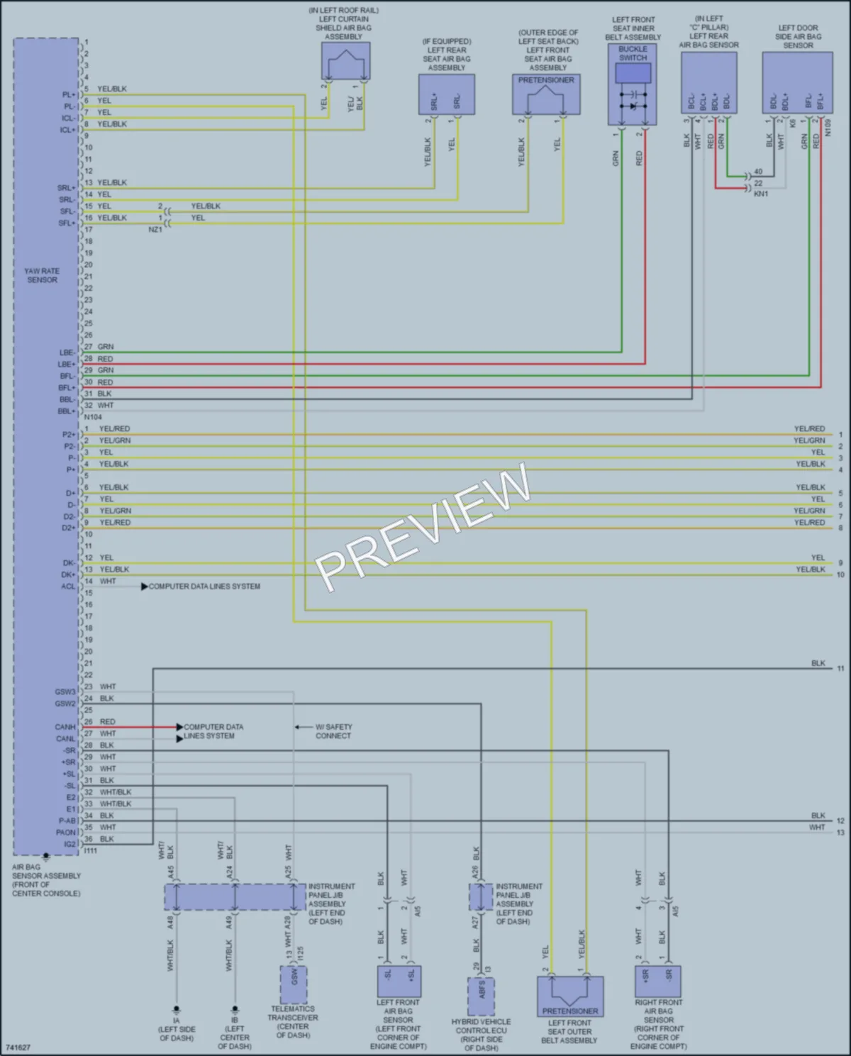 2023 Toyota PriusPrime Supplemental Restraints wiring diagram preview