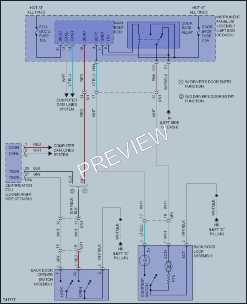 2023 Toyota PriusPrime Trunk Tailgate Fuel Door wiring diagram preview