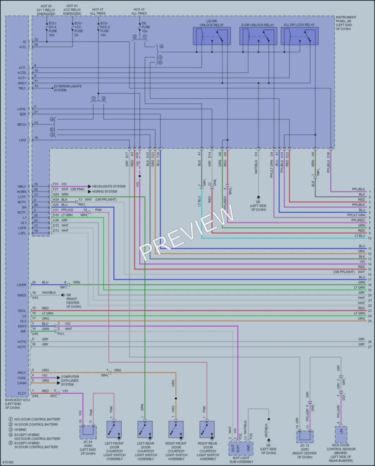 2023 Toyota RAV4 Power Door Locks wiring diagram preview