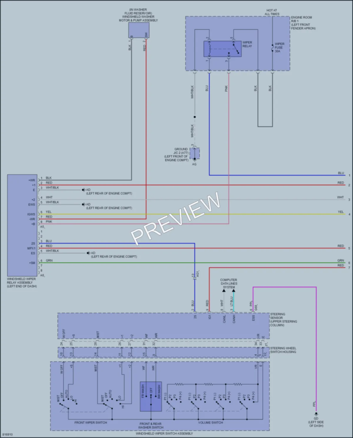 2023 Toyota RAV4 Wiper Washer wiring diagram preview