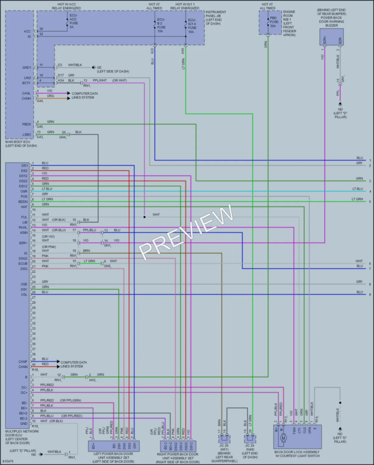 2023 Toyota RAV4Hybrid Trunk Tailgate Fuel Door wiring diagram preview