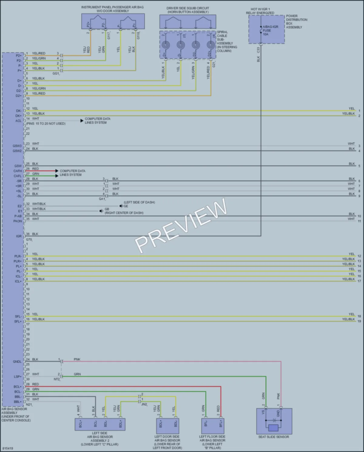 2023 Toyota RAV4Prime Supplemental Restraints wiring diagram preview