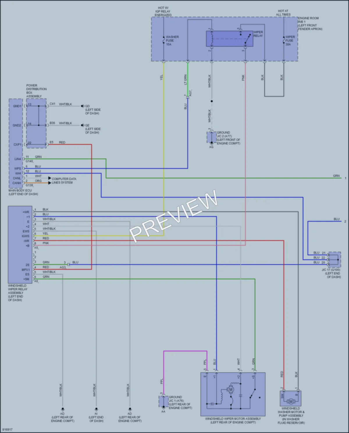 2023 Toyota RAV4Prime Wiper Washer wiring diagram preview