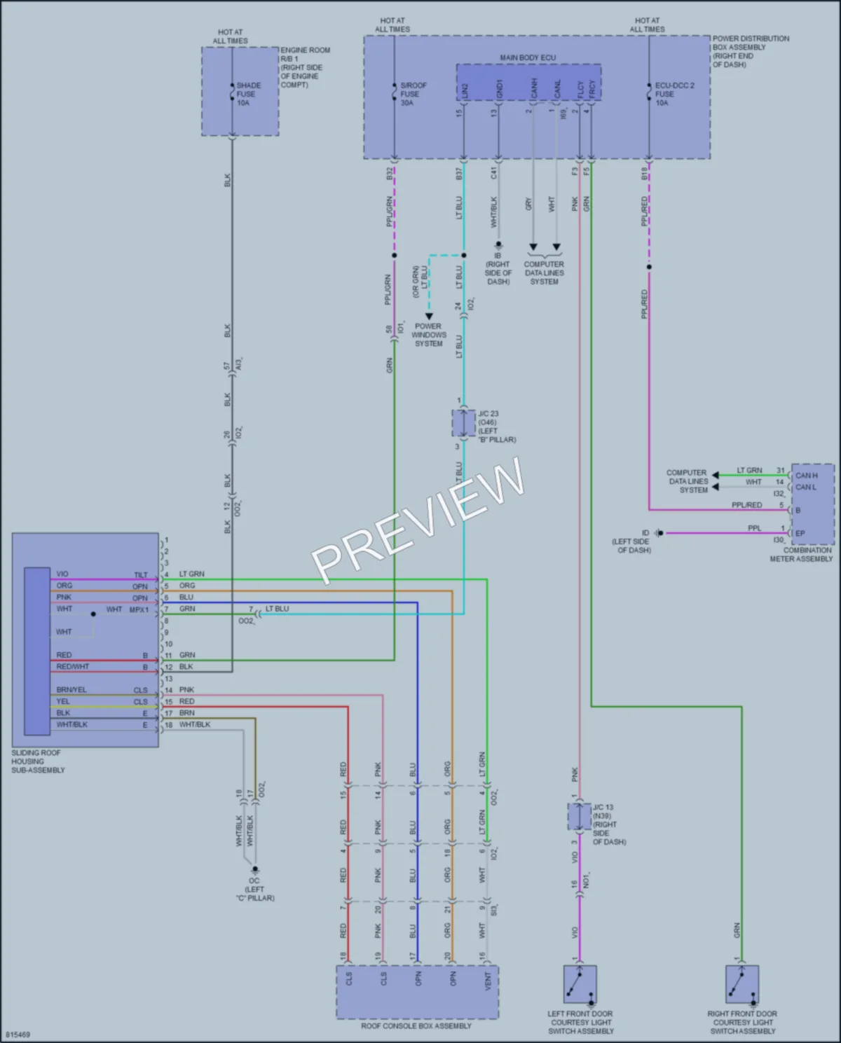 2023 Toyota Sequoia Power Top Sunroof wiring diagram preview