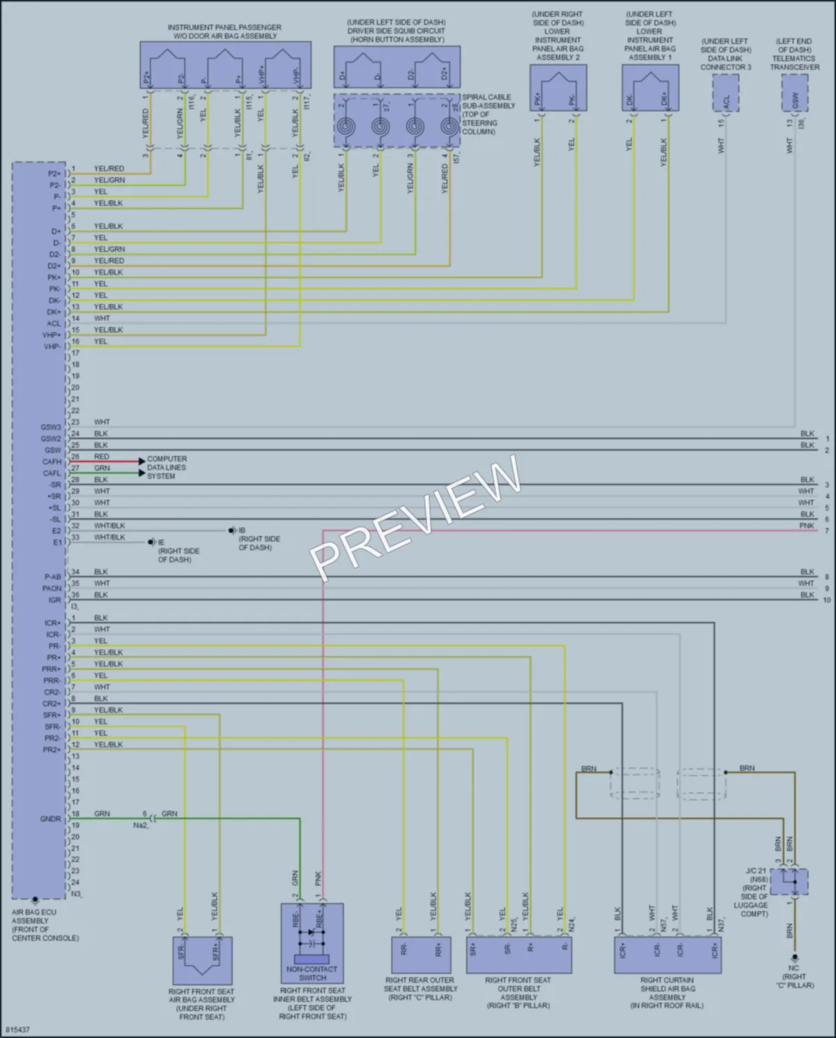 2023 Toyota Sequoia Supplemental Restraints wiring diagram preview