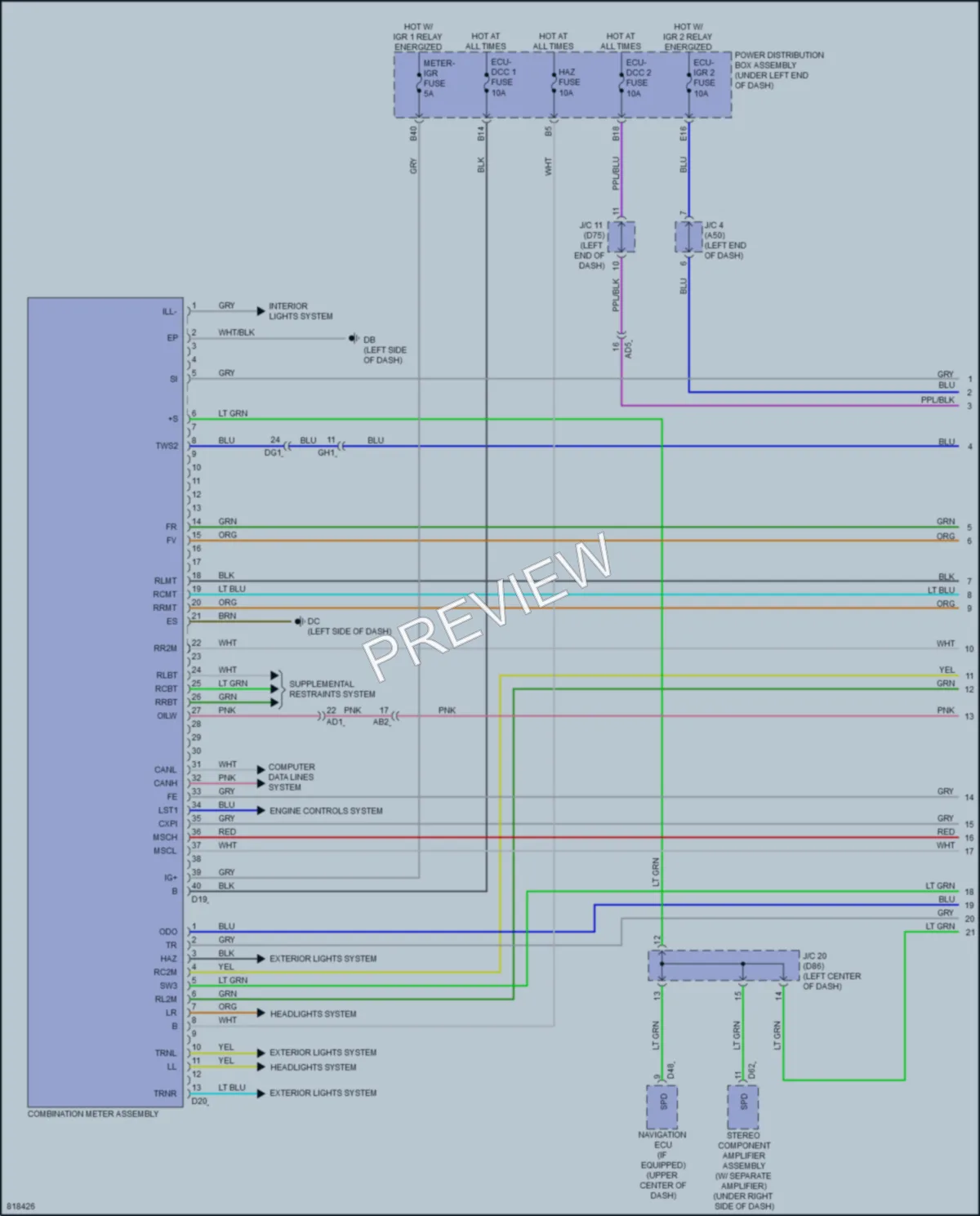 2023 Toyota Sienna Instrument Cluster wiring diagram preview