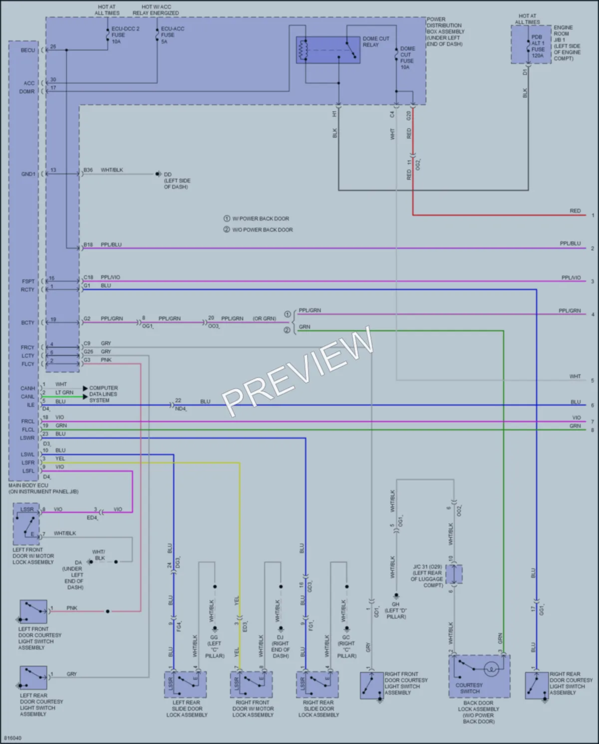 2023 Toyota Sienna Interior Lights wiring diagram preview