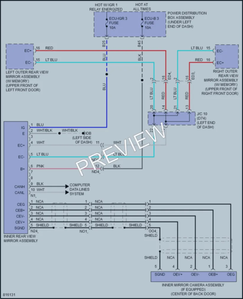 2023 Toyota Sienna Power Mirrors wiring diagram preview