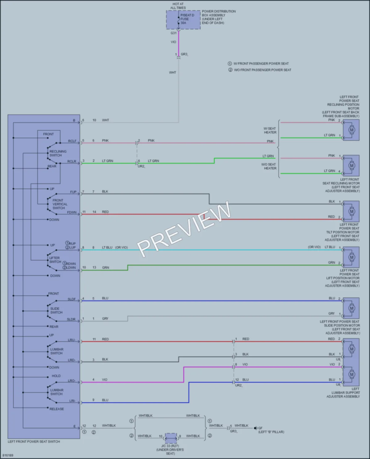 2023 Toyota Sienna Power Seats wiring diagram preview