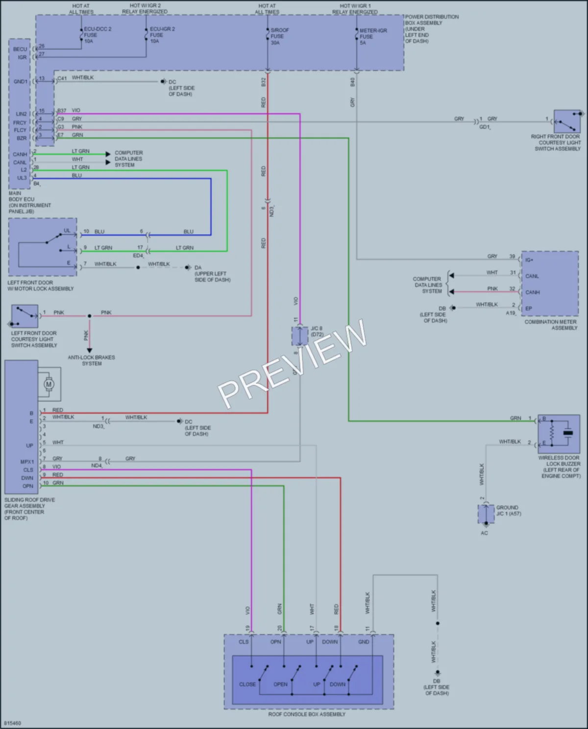 2023 Toyota Sienna Power Top Sunroof wiring diagram preview