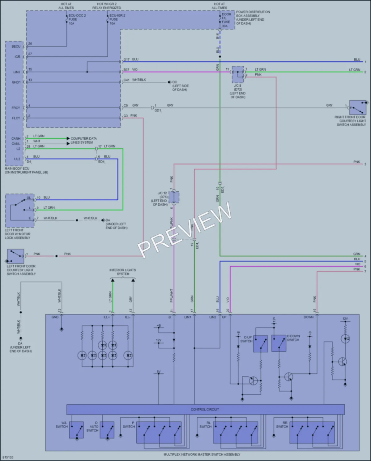 2023 Toyota Sienna Power Windows wiring diagram preview