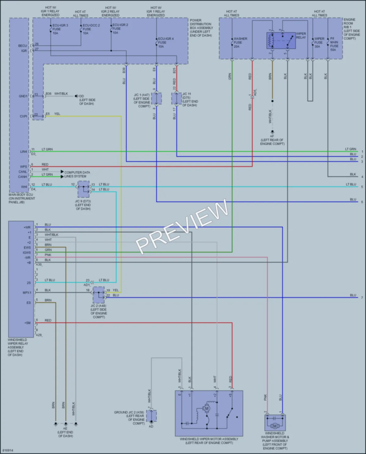 2023 Toyota Sienna Wiper Washer wiring diagram preview