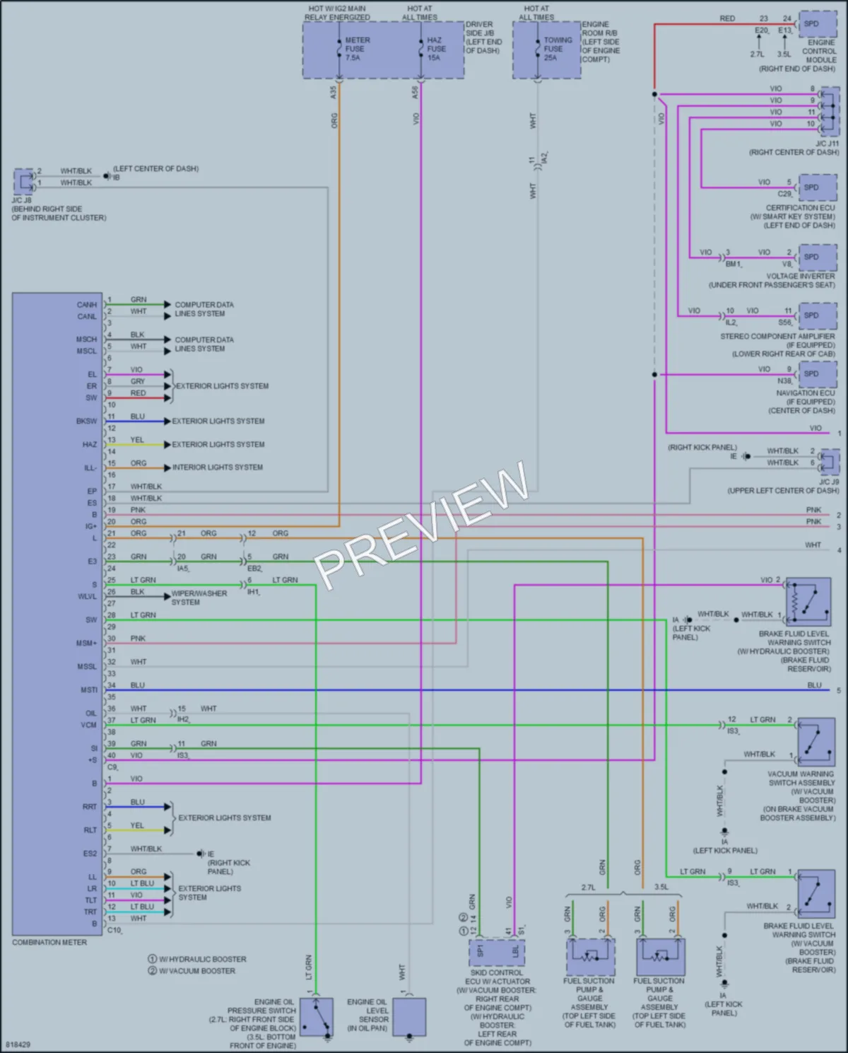 2023 Toyota Tacoma Instrument Cluster wiring diagram preview