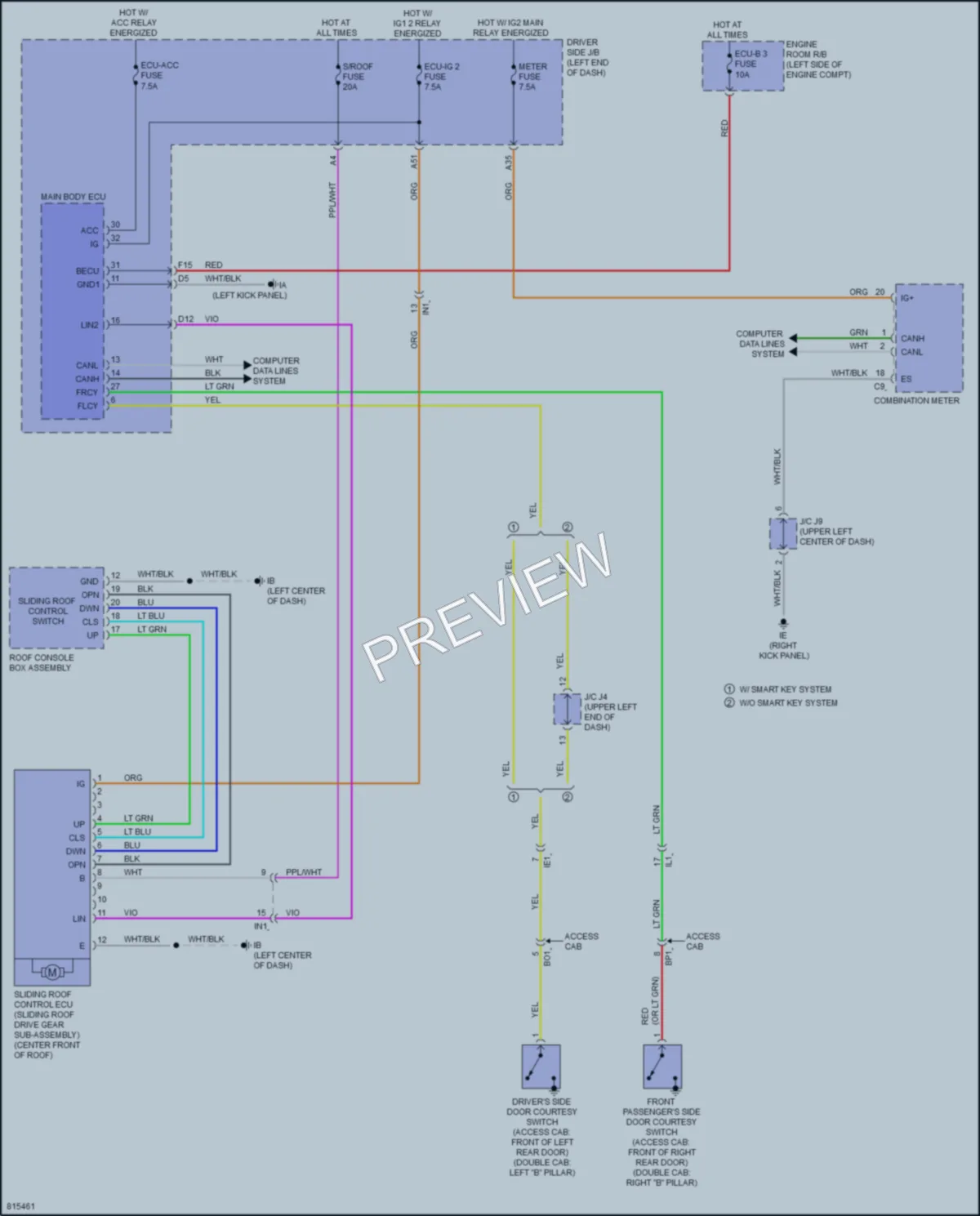 2023 Toyota Tacoma Power Top Sunroof wiring diagram preview