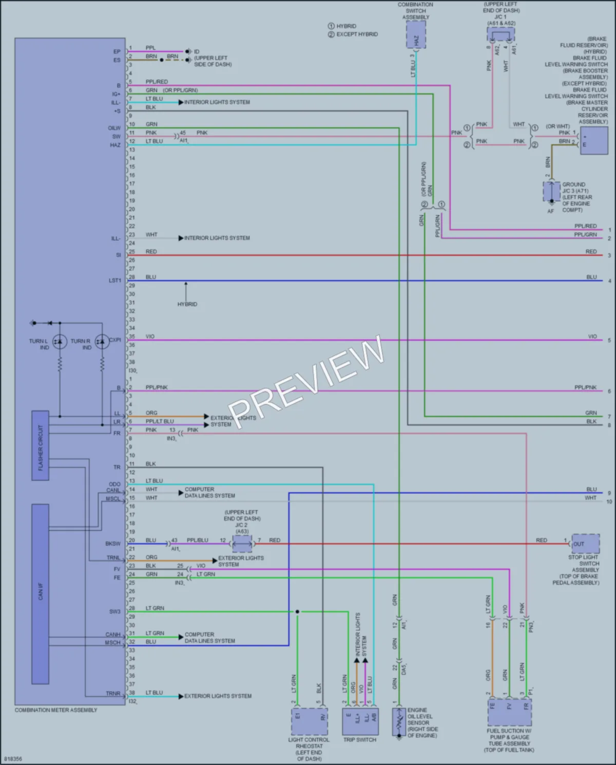 2023 Toyota TundraHybrid Instrument Cluster wiring diagram preview