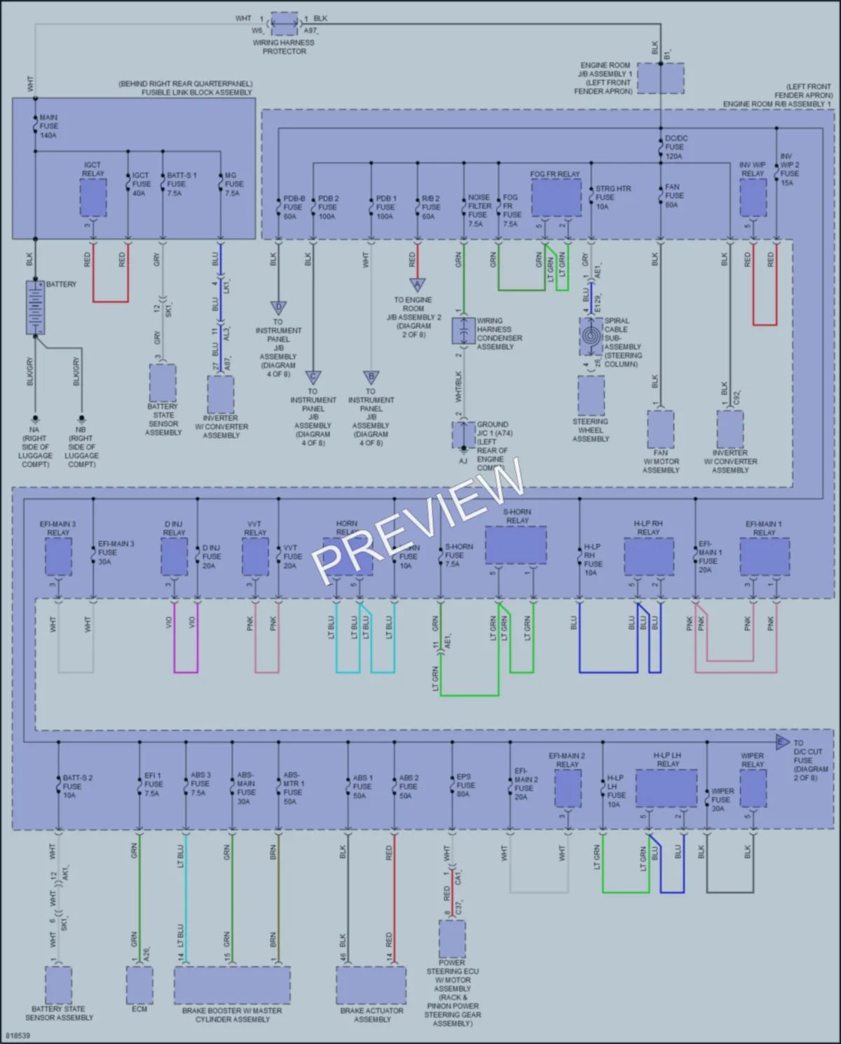 2023 Toyota VenzaHybrid Power Distribution wiring diagram preview
