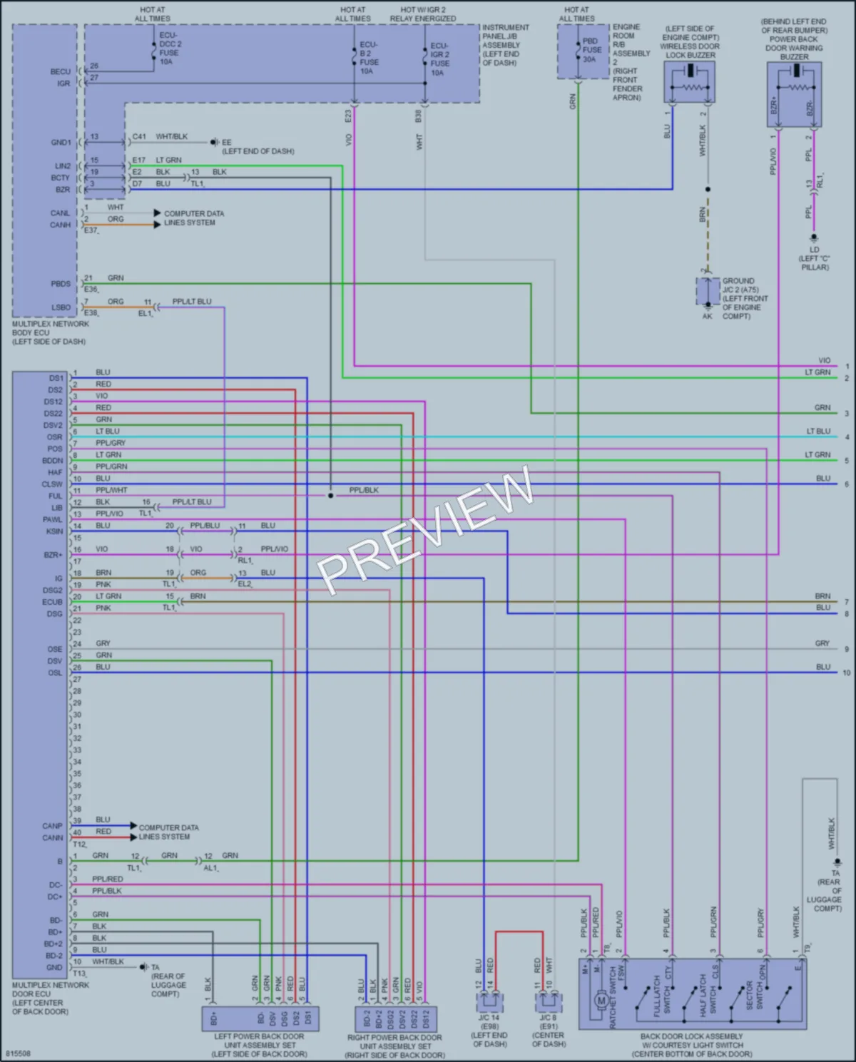 2023 Toyota VenzaHybrid Trunk Tailgate Fuel Door wiring diagram preview