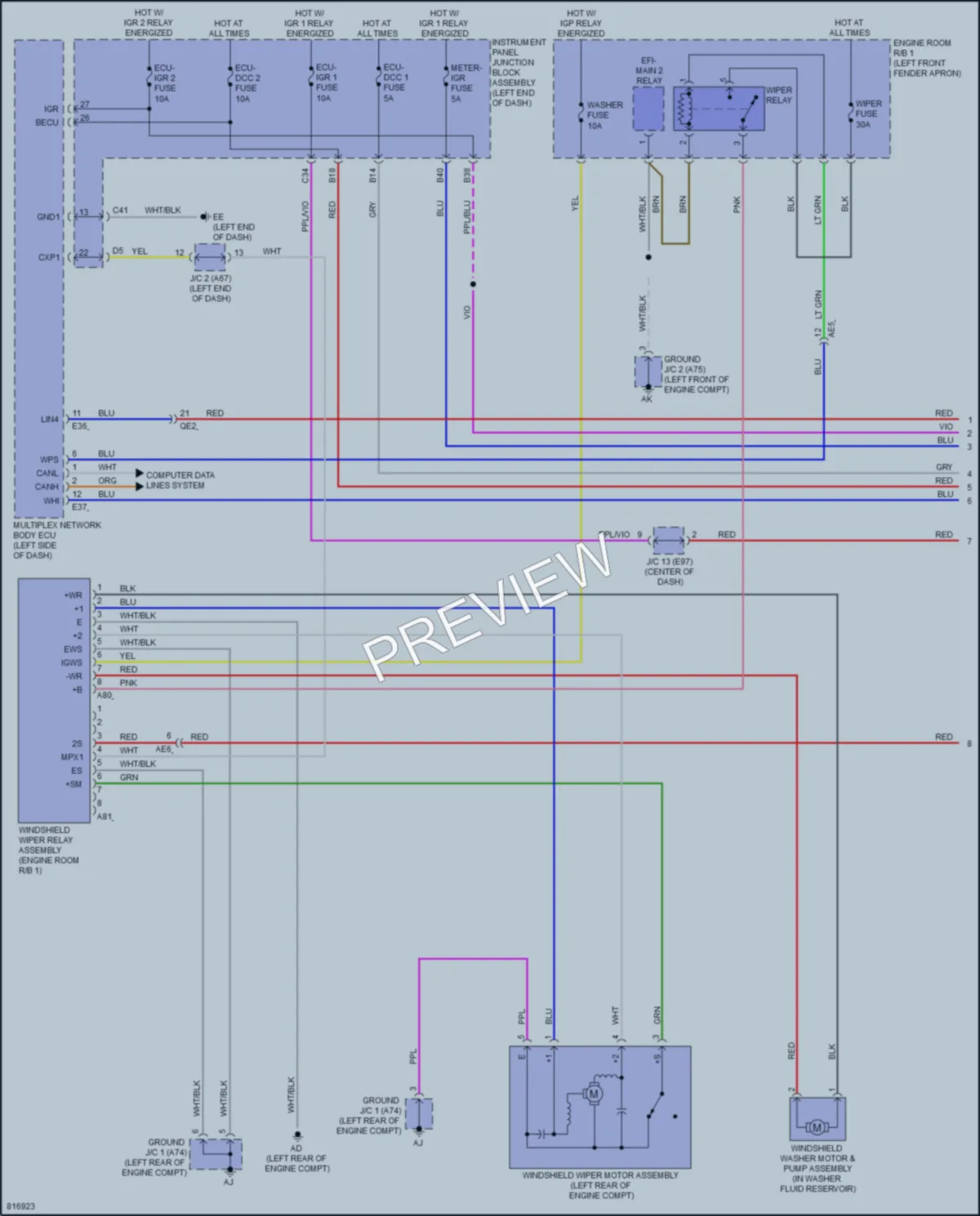 2023 Toyota VenzaHybrid Wiper Washer wiring diagram preview