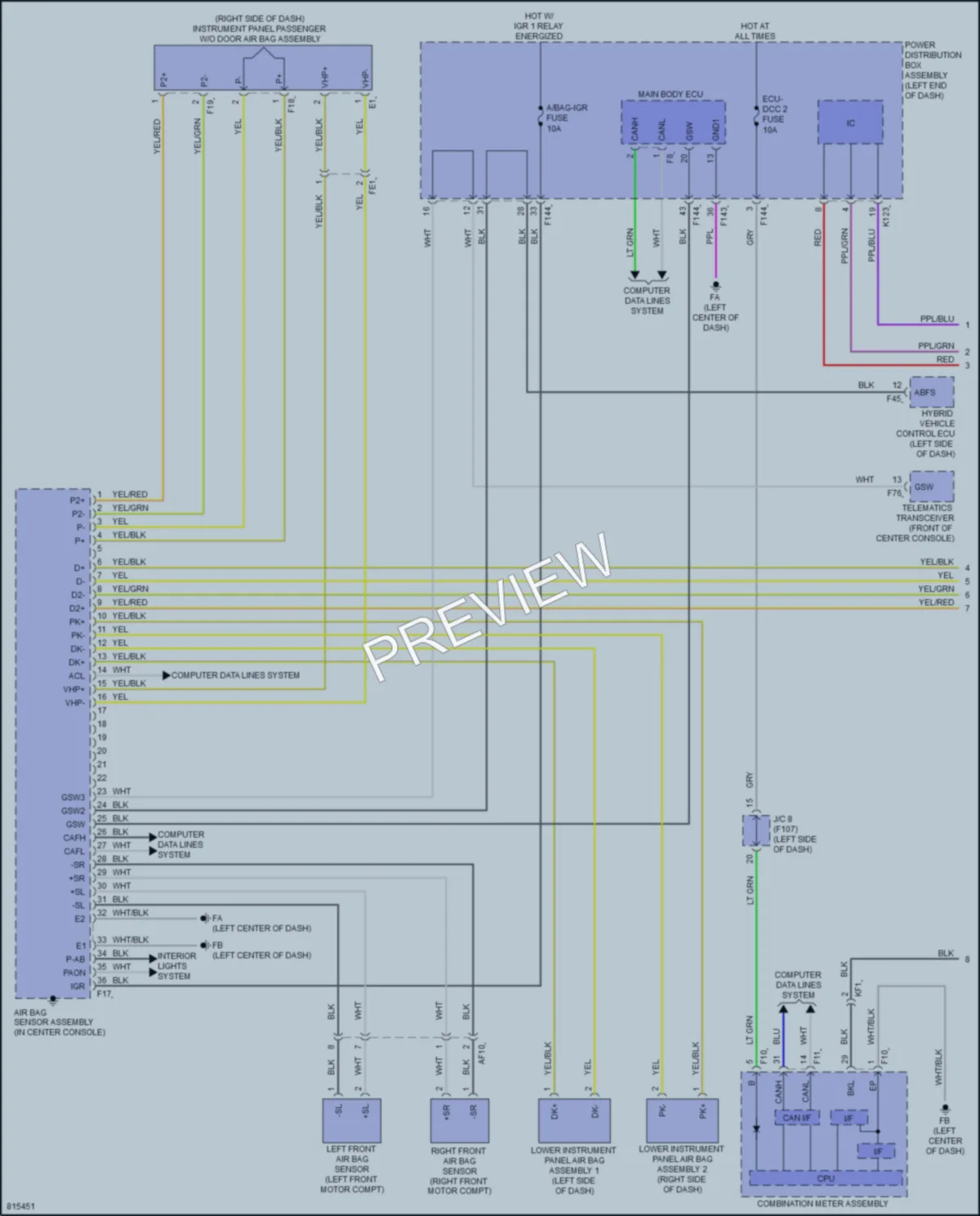 2023 Toyota bZ4X Supplemental Restraints wiring diagram preview