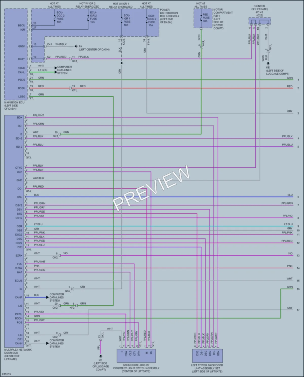 2023 Toyota bZ4X Trunk Tailgate Fuel Door wiring diagram preview