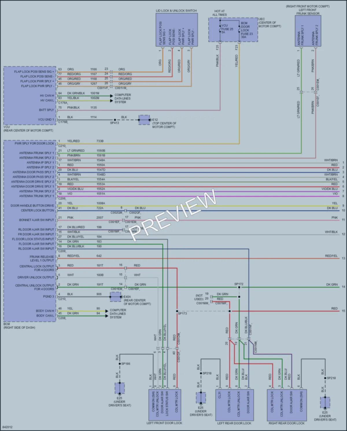 2023 VinFast VF8 Power Door Locks wiring diagram preview