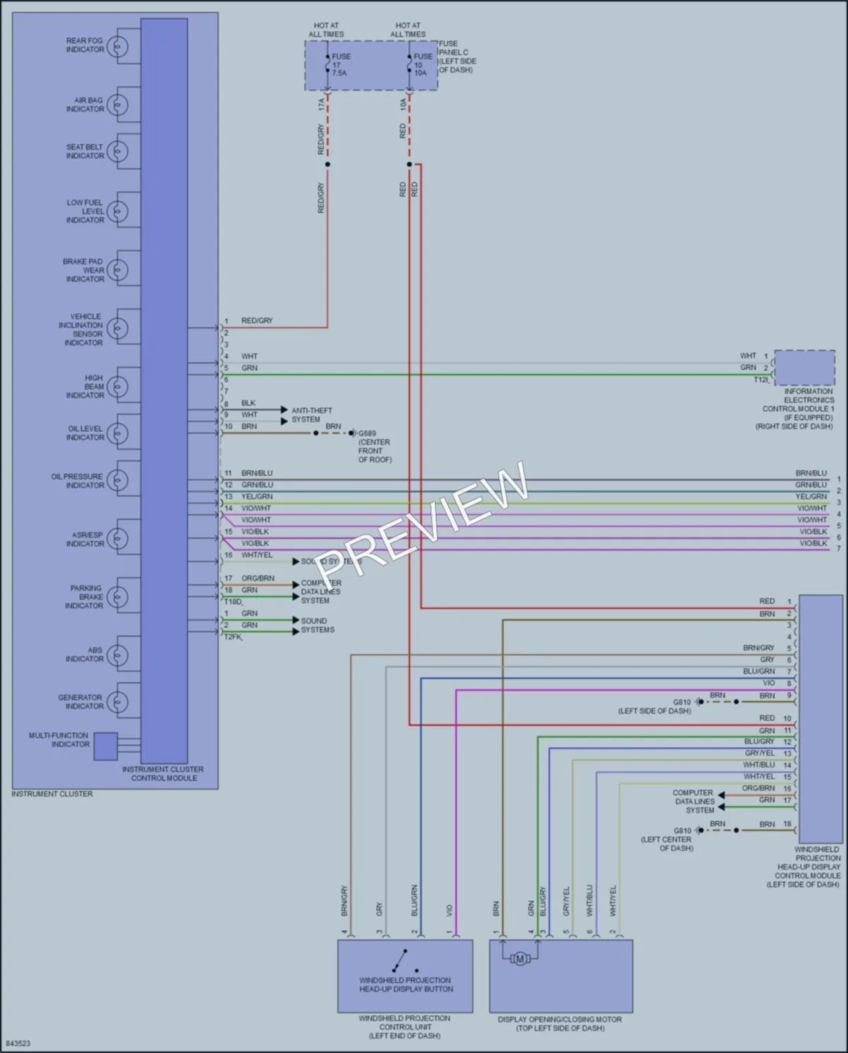 2023 Volkswagen Arteon Instrument Cluster wiring diagram preview