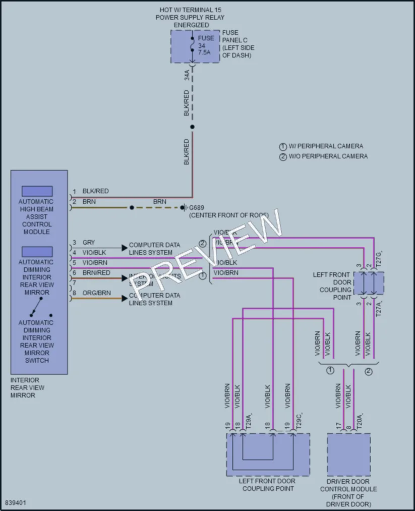 2023 Volkswagen Arteon Power Mirrors wiring diagram preview