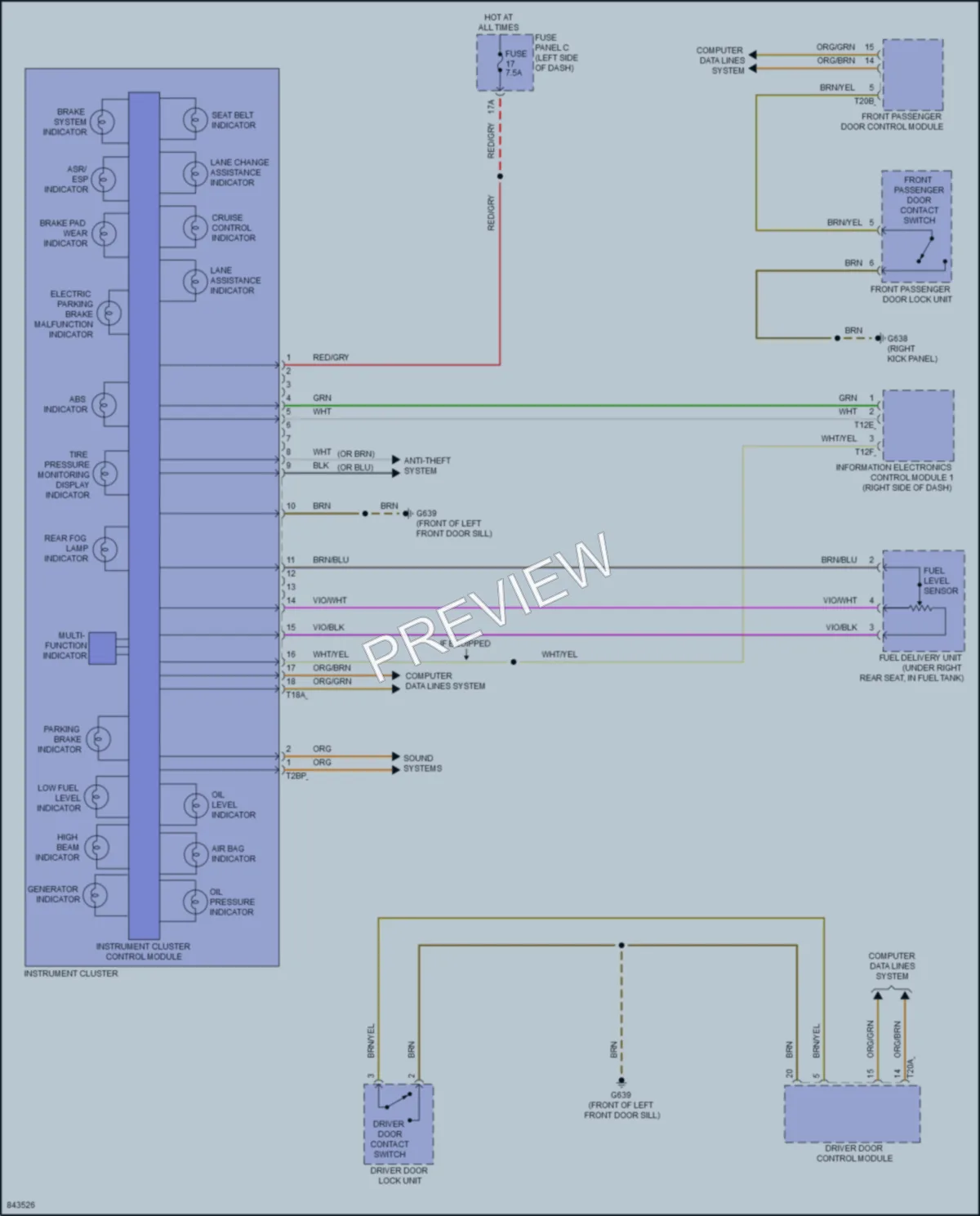 2023 Volkswagen Atlas Instrument Cluster wiring diagram preview