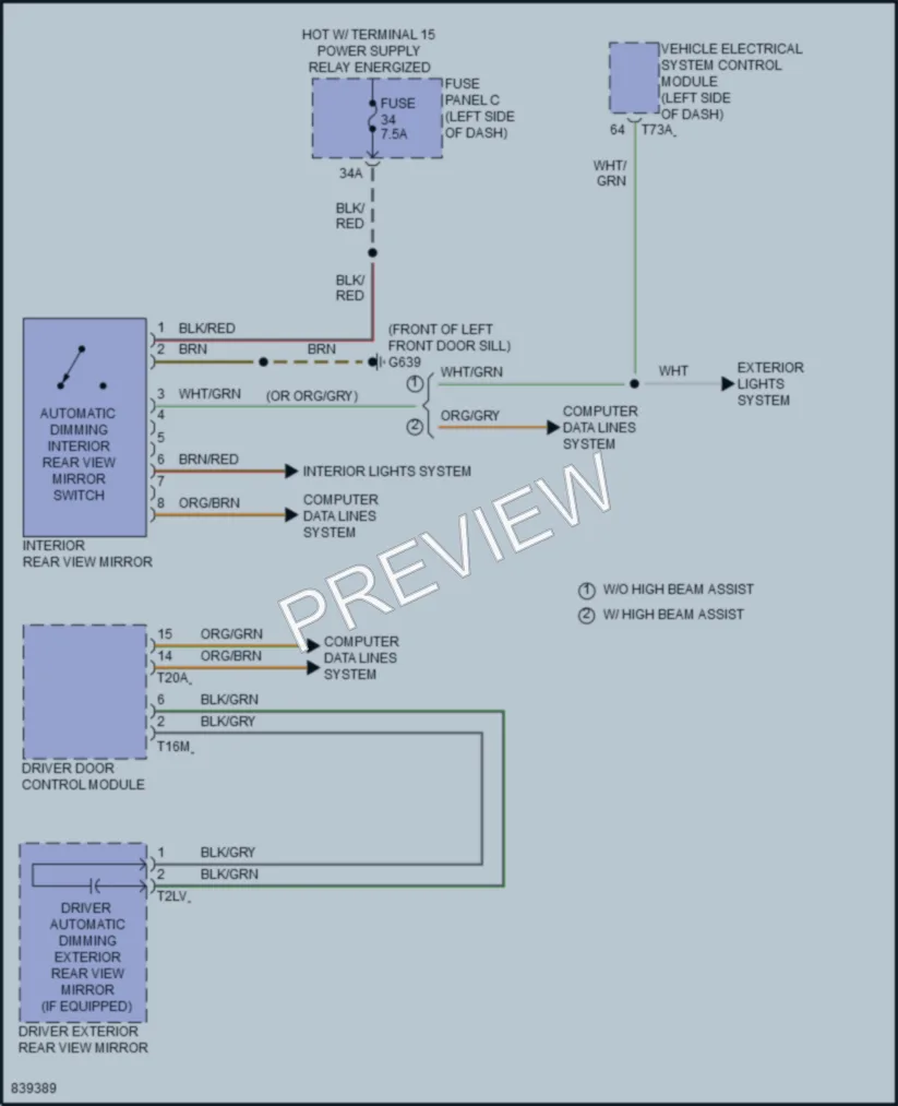 2023 Volkswagen Atlas Power Mirrors wiring diagram preview