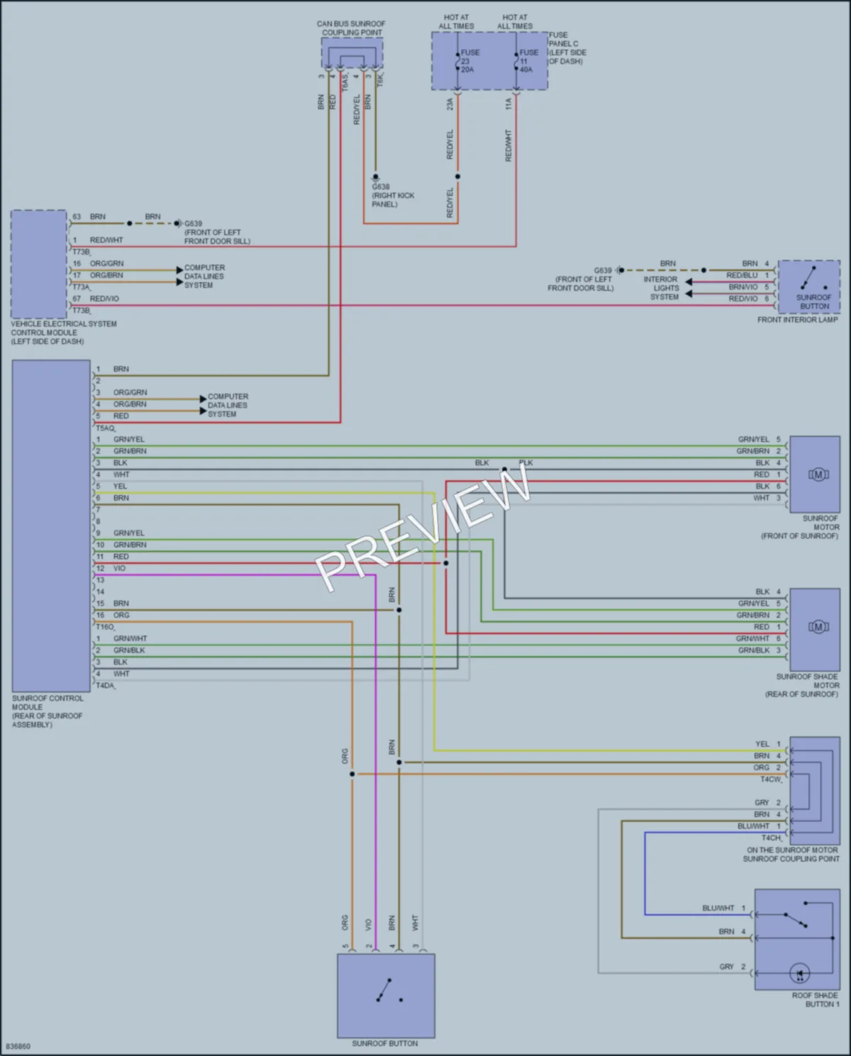 2023 Volkswagen Atlas Power Top Sunroof wiring diagram preview